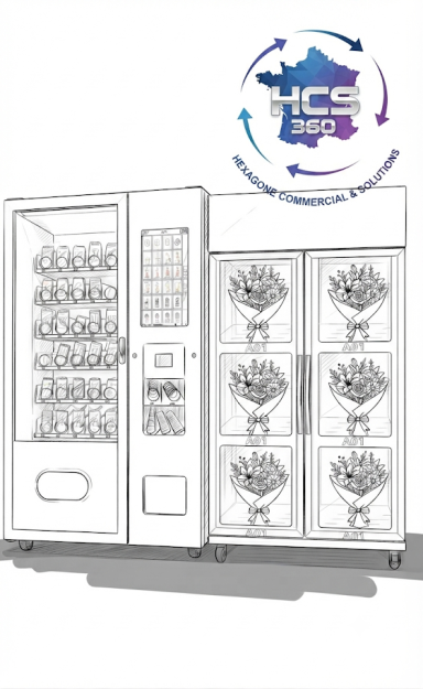 Associez un distributeur automatique de fleurs à un élévateur snacking pour créer un point de vente attractif 24/7